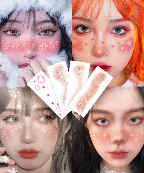 CALIFORNIA OUTFITTERS(カリフォルニア アウトフィッターズ)の「9C55 フェイスデコ メイクアップタトゥーシール 4pcセット(その他ビューティーグッズ・レディース・レッド・ONESIZE)」の1枚目の写真