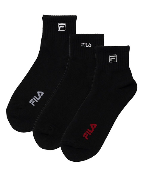 FILA（フィラ）の「FILA フィラ ソックス ベーシックブランド ロゴ 刺繍 靴下 3足セット 25～27cm（ソックス/靴下・メンズ・マルチ/ブラック/その他/ホワイト・25-27CM）」の2枚目の写真