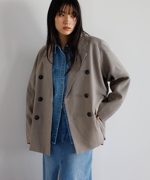 セール】gun club check double-breasted jacket / ガンクラブチェック
