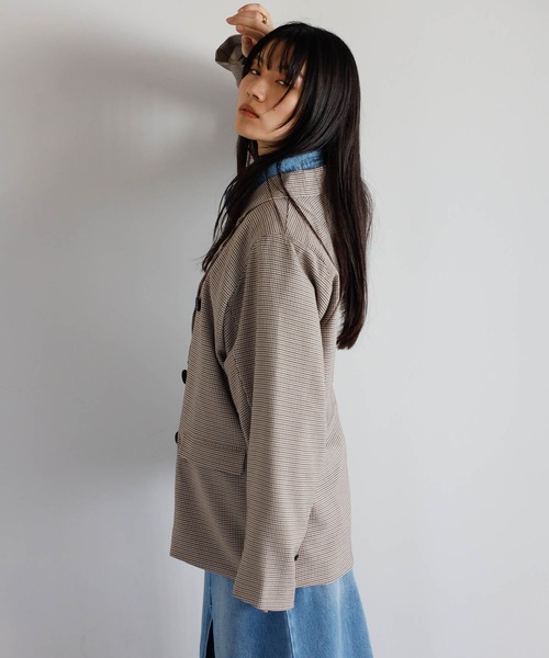 セール】gun club check double-breasted jacket / ガンクラブチェック