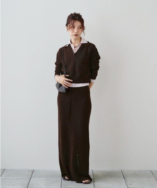 TODAYFUL（トゥデイフル）の「Miniboucle Knit Skirt（スカート・レディース・チョコ/キナリ/ダークグレー・36inch/38inch）」の7枚目の写真