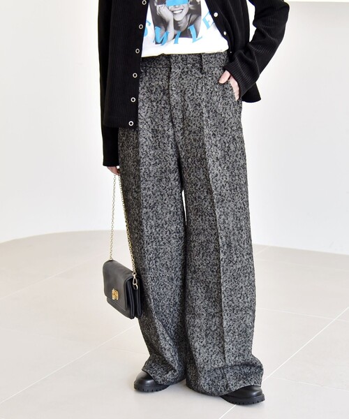 quaranciel: ツイード タック ワイド パンツ（その他パンツ