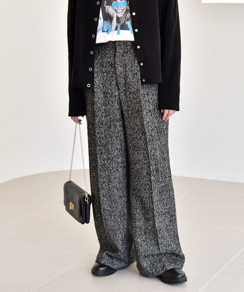 quaranciel: ツイード タック ワイド パンツ（その他パンツ