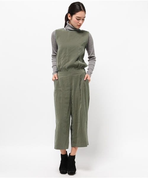 OUTLET（アウトレット）の「【CAPRICIEUX LE'MAGE】テンセルガウチョコンビネゾン（つなぎ/オールインワン・レディース・レンガ/ブラック/カーキ・38/36）」の2枚目の写真