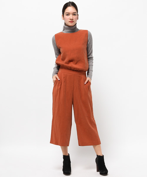 OUTLET（アウトレット）の「【CAPRICIEUX LE'MAGE】テンセルガウチョコンビネゾン（つなぎ/オールインワン・レディース・レンガ/ブラック/カーキ・38/36）」の3枚目の写真