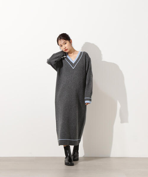N.(N. Natural Beauty Basic)(エヌエヌナチュラルビューティーベーシック)の「チルデンマキシワンピース(ワンピース・レディース・オフホワイト/チャコールグレー・MEDIUM)」の13枚目の写真