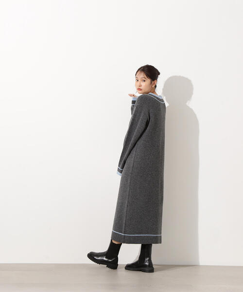 N.(N. Natural Beauty Basic)(エヌエヌナチュラルビューティーベーシック)の「チルデンマキシワンピース(ワンピース・レディース・オフホワイト/チャコールグレー・MEDIUM)」の15枚目の写真