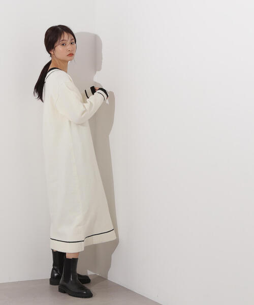 N.(N. Natural Beauty Basic)(エヌエヌナチュラルビューティーベーシック)の「チルデンマキシワンピース(ワンピース・レディース・オフホワイト/チャコールグレー・MEDIUM)」の7枚目の写真
