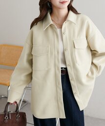 【軽アウター/手洗い◎】ウールライクシャツジャケット