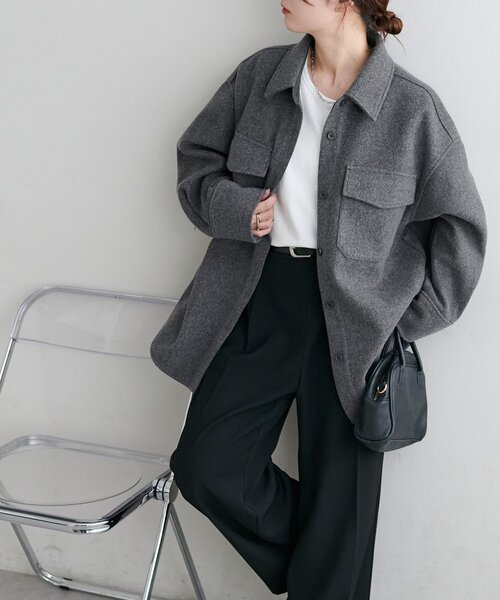 軽アウター/手洗い◎】ウールライクシャツジャケット（その他アウター