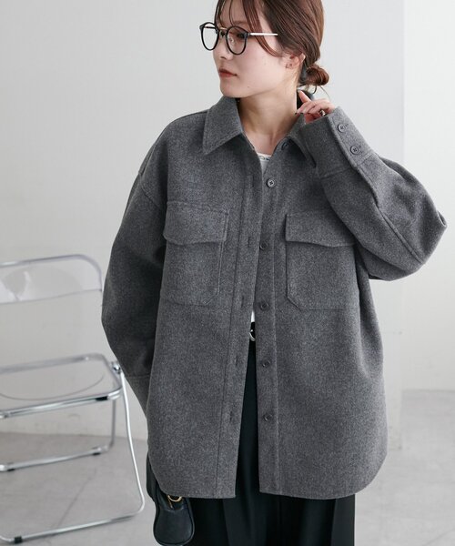 軽アウター/手洗い◎】ウールライクシャツジャケット（その他アウター