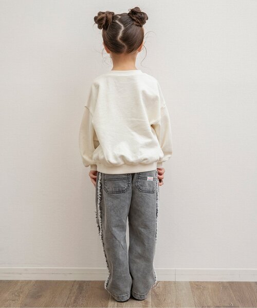 BREEZE（ブリーズ）の「【微起毛】あったかサイドフリンジ ワイドデニムパンツ_ジュニア対応（デニムパンツ・キッズ・ブラック/サックスブルー・90/120/140/100/110/130/80）」の4枚目の写真