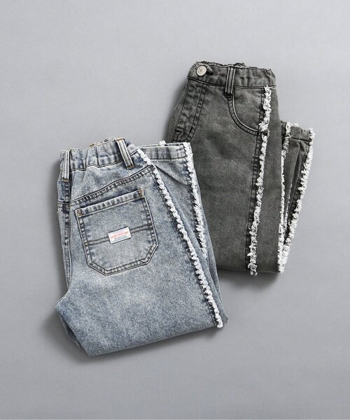 BREEZE（ブリーズ）の「【微起毛】あったかサイドフリンジ ワイドデニムパンツ_ジュニア対応（デニムパンツ・キッズ・ブラック/サックスブルー・90/120/140/100/110/130/80）」の6枚目の写真