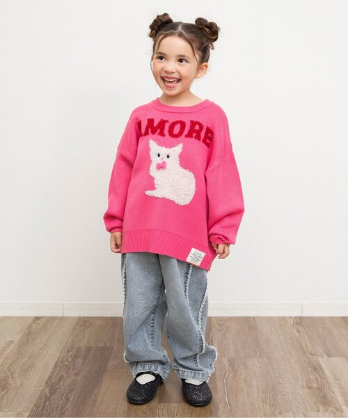 BREEZE（ブリーズ）の「【微起毛】あったかサイドフリンジ ワイドデニムパンツ_ジュニア対応（デニムパンツ・キッズ・ブラック/サックスブルー・90/120/140/100/110/130/80）」の7枚目の写真