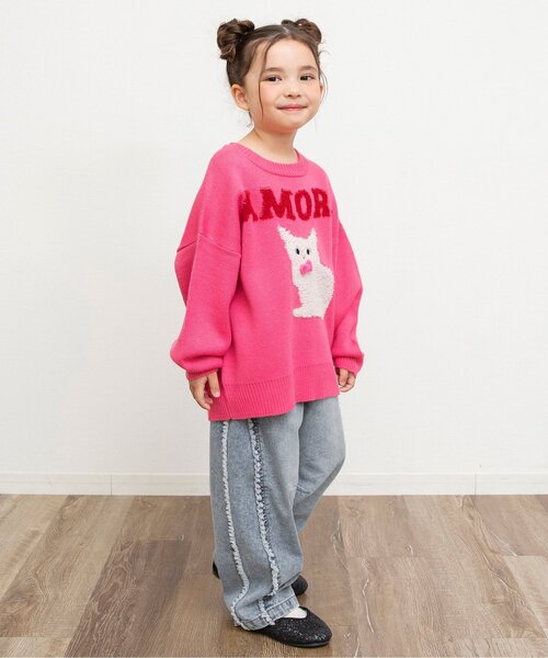 BREEZE（ブリーズ）の「【微起毛】あったかサイドフリンジ ワイドデニムパンツ_ジュニア対応（デニムパンツ・キッズ・ブラック/サックスブルー・90/120/140/100/110/130/80）」の8枚目の写真