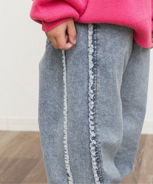 BREEZE（ブリーズ）の「【微起毛】あったかサイドフリンジ ワイドデニムパンツ_ジュニア対応（デニムパンツ・キッズ・ブラック/サックスブルー・90/120/140/100/110/130/80）」の11枚目の写真
