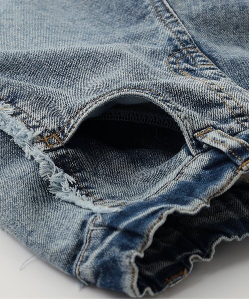 BREEZE（ブリーズ）の「【微起毛】あったかサイドフリンジ ワイドデニムパンツ_ジュニア対応（デニムパンツ・キッズ・ブラック/サックスブルー・90/120/140/100/110/130/80）」の19枚目の写真