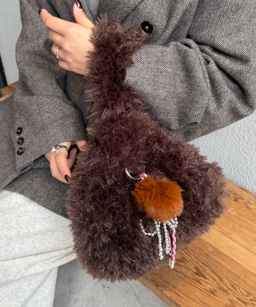 CIAOPANIC TYPY(チャオパニックティピー)の「カラビナ付きボアマルシェBAG(トートバッグ・レディース・ブラウン/パープル/ネイビー/イエロー/ミント・ONE SIZE)」の2枚目の写真