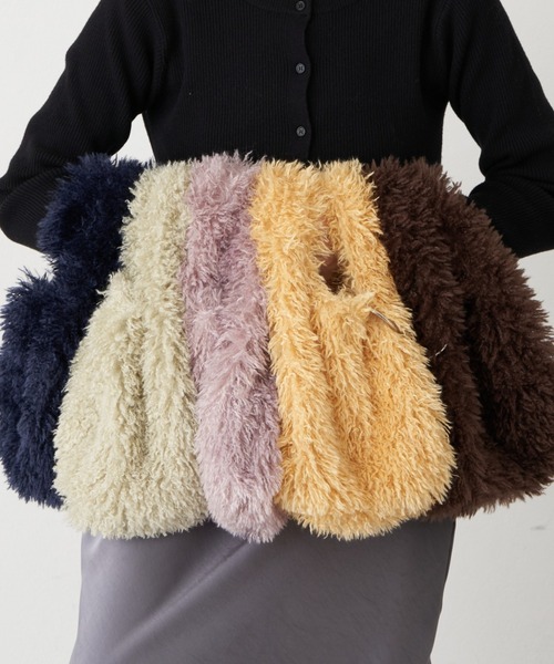 CIAOPANIC TYPY(チャオパニックティピー)の「カラビナ付きボアマルシェBAG(トートバッグ・レディース・ブラウン/パープル/ネイビー/イエロー/ミント・ONE SIZE)」の5枚目の写真