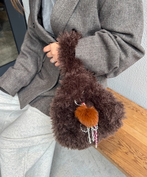 CIAOPANIC TYPY(チャオパニックティピー)の「カラビナ付きボアマルシェBAG(トートバッグ・レディース・ブラウン/パープル/ネイビー/イエロー/ミント・ONE SIZE)」の10枚目の写真