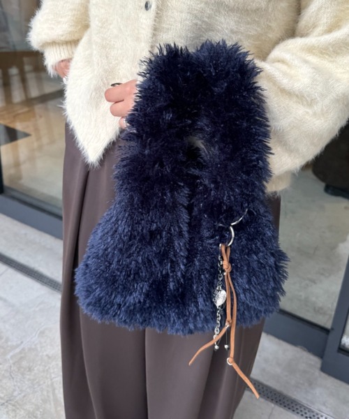 CIAOPANIC TYPY(チャオパニックティピー)の「カラビナ付きボアマルシェBAG(トートバッグ・レディース・ブラウン/パープル/ネイビー/イエロー/ミント・ONE SIZE)」の8枚目の写真