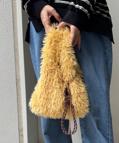 CIAOPANIC TYPY(チャオパニックティピー)の「カラビナ付きボアマルシェBAG(トートバッグ・レディース・ブラウン/パープル/ネイビー/イエロー/ミント・ONE SIZE)」の6枚目の写真