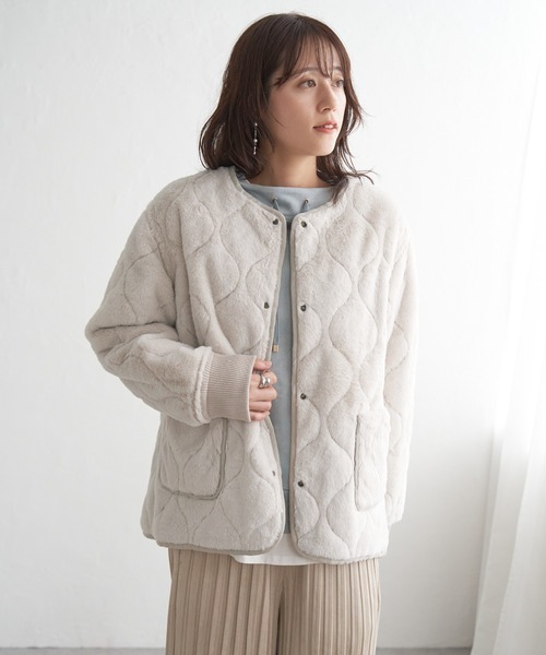 ikka（イッカ）の「【雑誌InRed12月号掲載】キルトファーリバーシブルブルゾン【2WAY／親子コーデ】（ブルゾン・レディース・ベージュ/ブルー/ブラック/カーキ・L/M/S）」の14枚目の写真