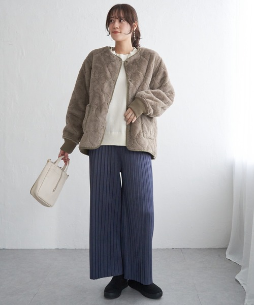 ikka（イッカ）の「【雑誌InRed12月号掲載】キルトファーリバーシブルブルゾン【2WAY／親子コーデ】（ブルゾン・レディース・ベージュ/ブルー/ブラック/カーキ・L/M/S）」の20枚目の写真