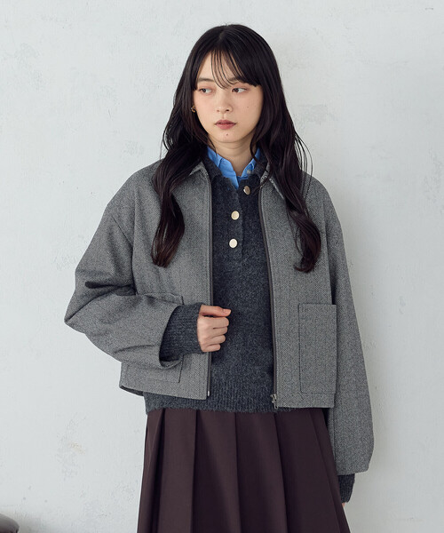 COMME CA ISM(コムサイズム)の「ステンカラー ブルゾン(ブルゾン・レディース・ブラウン系/グレー系・LARGE/MEDIUM)」の1枚目の写真