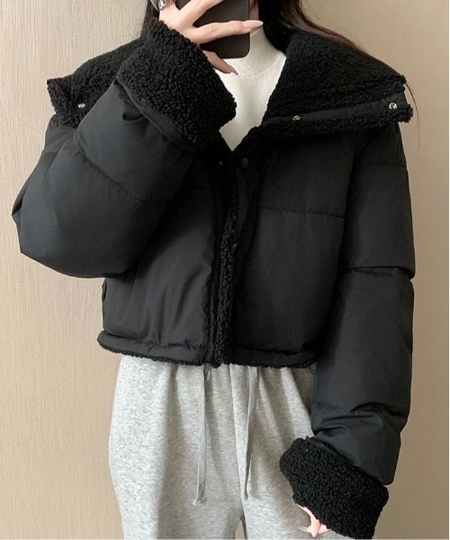 セール】【25年秋冬新作】【リバーシブル】ショート丈中綿ボア