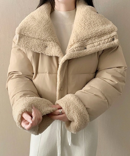 セール】【25年秋冬新作】【リバーシブル】ショート丈中綿ボア