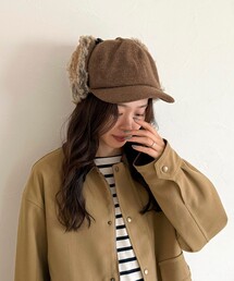 fredy emue(フレディエミュ)のファーツイードフライトキャップ(キャップ)