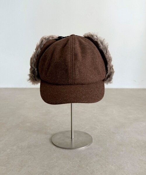 fredy emue（フレディエミュ）の「ファーツイードフライトキャップ（キャップ・レディース・ブラック/ブラウン・FREE）」の8枚目の写真