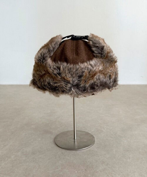 fredy emue（フレディエミュ）の「ファーツイードフライトキャップ（キャップ・レディース・ブラック/ブラウン・FREE）」の10枚目の写真