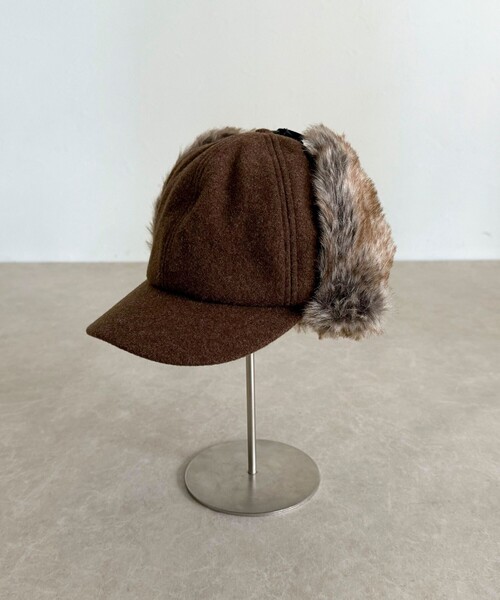 fredy emue（フレディエミュ）の「ファーツイードフライトキャップ（キャップ・レディース・ブラック/ブラウン・FREE）」の15枚目の写真