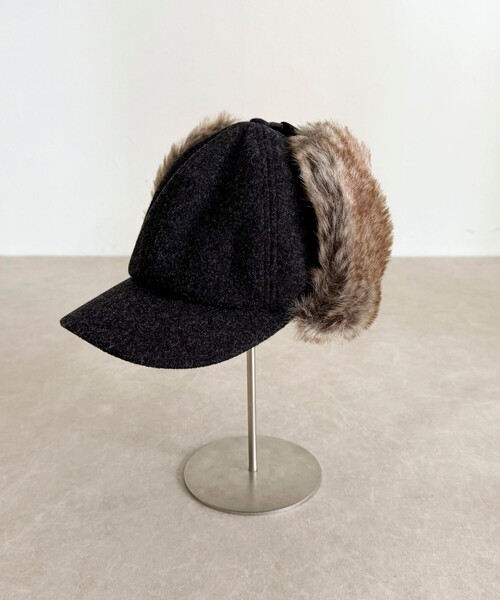 fredy emue（フレディエミュ）の「ファーツイードフライトキャップ（キャップ・レディース・ブラック/ブラウン・FREE）」の17枚目の写真