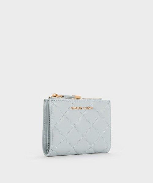 CHARLES&KEITH キルティングトップジップ スモールウォレット ブルー Alva アルヴァ キルティングトップジップ スモールウォレット（財布