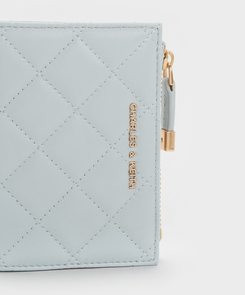 CHARLES&KEITH キルティングトップジップ スモールウォレット ブルー Alva アルヴァ キルティングトップジップ スモールウォレット（財布