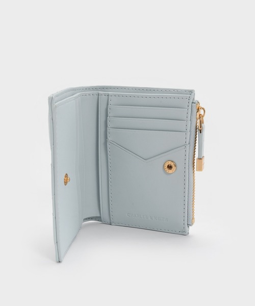 CHARLES&KEITH キルティングトップジップ スモールウォレット ブルー Alva アルヴァ キルティングトップジップ スモールウォレット（財布