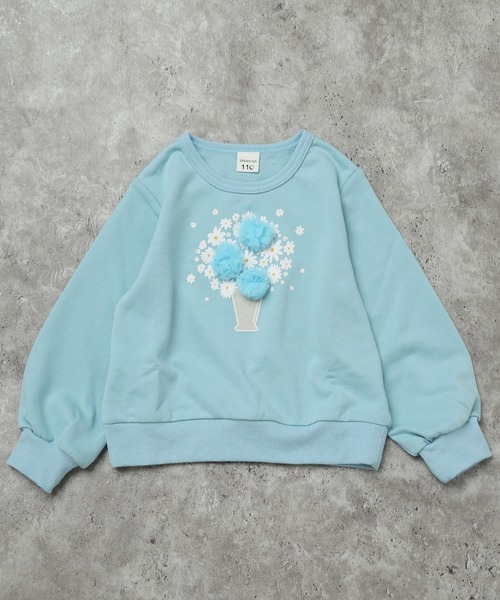 SUNDAYS SUN(サンデイズ サン)の「プリントトレーナー(おはな)(スウェット・キッズ・ピンク/サックスブルー・80/120/110/100/90/130)」の1枚目の写真