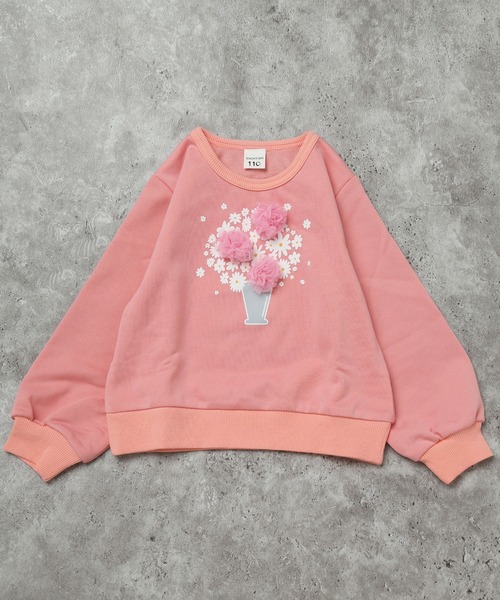 SUNDAYS SUN(サンデイズ サン)の「プリントトレーナー(おはな)(スウェット・キッズ・ピンク/サックスブルー・80/120/110/100/90/130)」の2枚目の写真