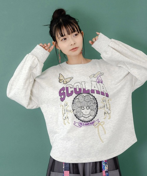 ScoLar（スカラー）の「ScoLar/スカラー　スカラー刺繍裏毛PO（スウェット・レディース・杢グレー/ブラック・FREE）」の8枚目の写真