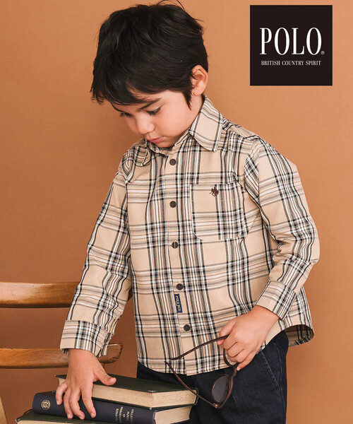 SLAP SLIP（スラップスリップ）の「【POLO BCS(ポロ・ビーシーエス)×SLAP SLIPコラボ】【お揃い】刺しゅう入り胸ポケットチェックシャツ(80~130cm)（シャツ/ブラウス・キッズ・ベージュ系その他/ブルー系その他2・80ｃｍ/90cm/120cm/100cm/130cm/110cm）」の2枚目の写真