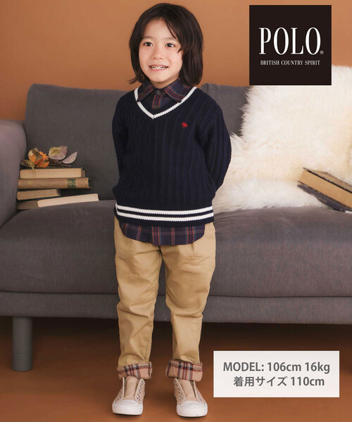 SLAP SLIP（スラップスリップ）の「【POLO BCS(ポロ・ビーシーエス)×SLAP SLIPコラボ】【お揃い】刺しゅう入り胸ポケットチェックシャツ(80~130cm)（シャツ/ブラウス・キッズ・ベージュ系その他/ブルー系その他2・80ｃｍ/90cm/120cm/100cm/130cm/110cm）」の3枚目の写真