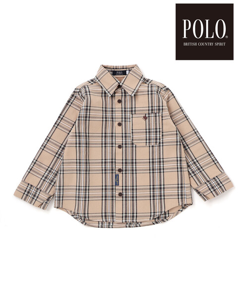 SLAP SLIP（スラップスリップ）の「【POLO BCS(ポロ・ビーシーエス)×SLAP SLIPコラボ】【お揃い】刺しゅう入り胸ポケットチェックシャツ(80~130cm)（シャツ/ブラウス・キッズ・ベージュ系その他/ブルー系その他2・80ｃｍ/90cm/120cm/100cm/130cm/110cm）」の9枚目の写真