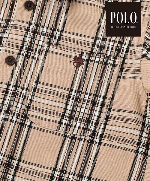 SLAP SLIP（スラップスリップ）の「【POLO BCS(ポロ・ビーシーエス)×SLAP SLIPコラボ】【お揃い】刺しゅう入り胸ポケットチェックシャツ(80~130cm)（シャツ/ブラウス・キッズ・ベージュ系その他/ブルー系その他2・80ｃｍ/90cm/120cm/100cm/130cm/110cm）」の12枚目の写真