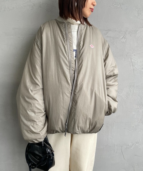 DANTON（ダントン）の「[DANTON/ダントン] ワンポイントロゴ ナイロンボンバージャケット（ブルゾン・レディース・ブラック/グレイッシュベージュ・M/S）」の4枚目の写真