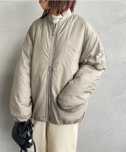 DANTON（ダントン）の「[DANTON/ダントン] ワンポイントロゴ ナイロンボンバージャケット（ブルゾン・レディース・ブラック/グレイッシュベージュ・M/S）」の5枚目の写真