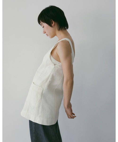anuke（アンヌーク）の「Jacquard Square Tunic（タンクトップ・レディース・アイボリー/ネイビー・FREE）」の6枚目の写真