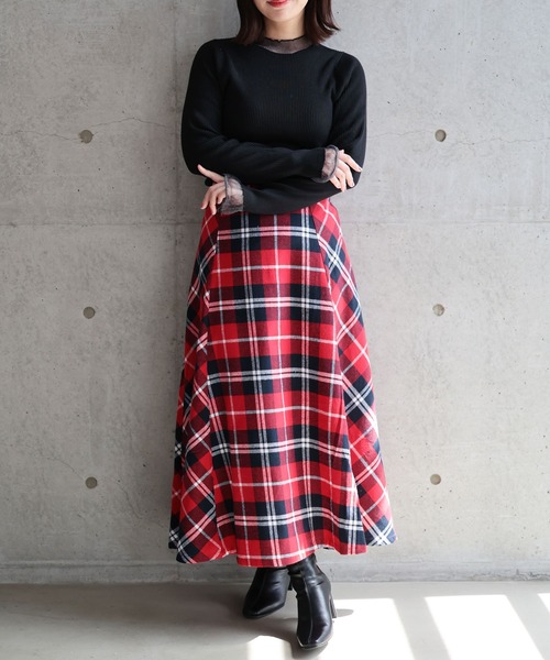 Ruwan yu(ルワンユー)の「コットンチェックフレアスカート【大きいサイズ対応】(スカート・レディース・レッド・LL/3L/4L/L)」の14枚目の写真
